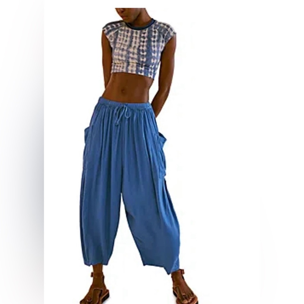 FREE PEOPLE Quinn Pants Yacht Ride Blue S